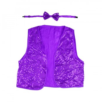 Sequin Vest & Bowtie set Purple KIDS BUY